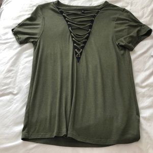 Express tie up short sleeve top